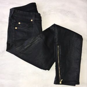 7 For All Mankind Black Coated Skinny Jeans